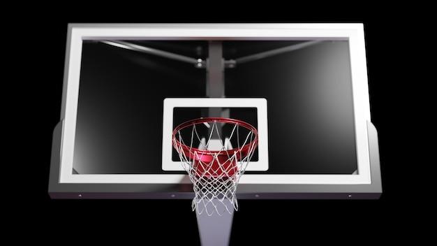 Photo basketball hoop backboard in black background